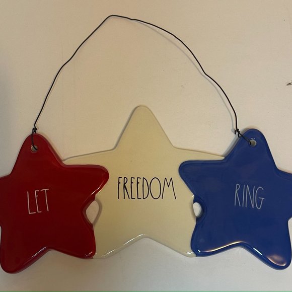 Rae Dunn Red, White, and Blue and Let Freedom Ring Three Star Wall Hangers - Picture 4 of 4